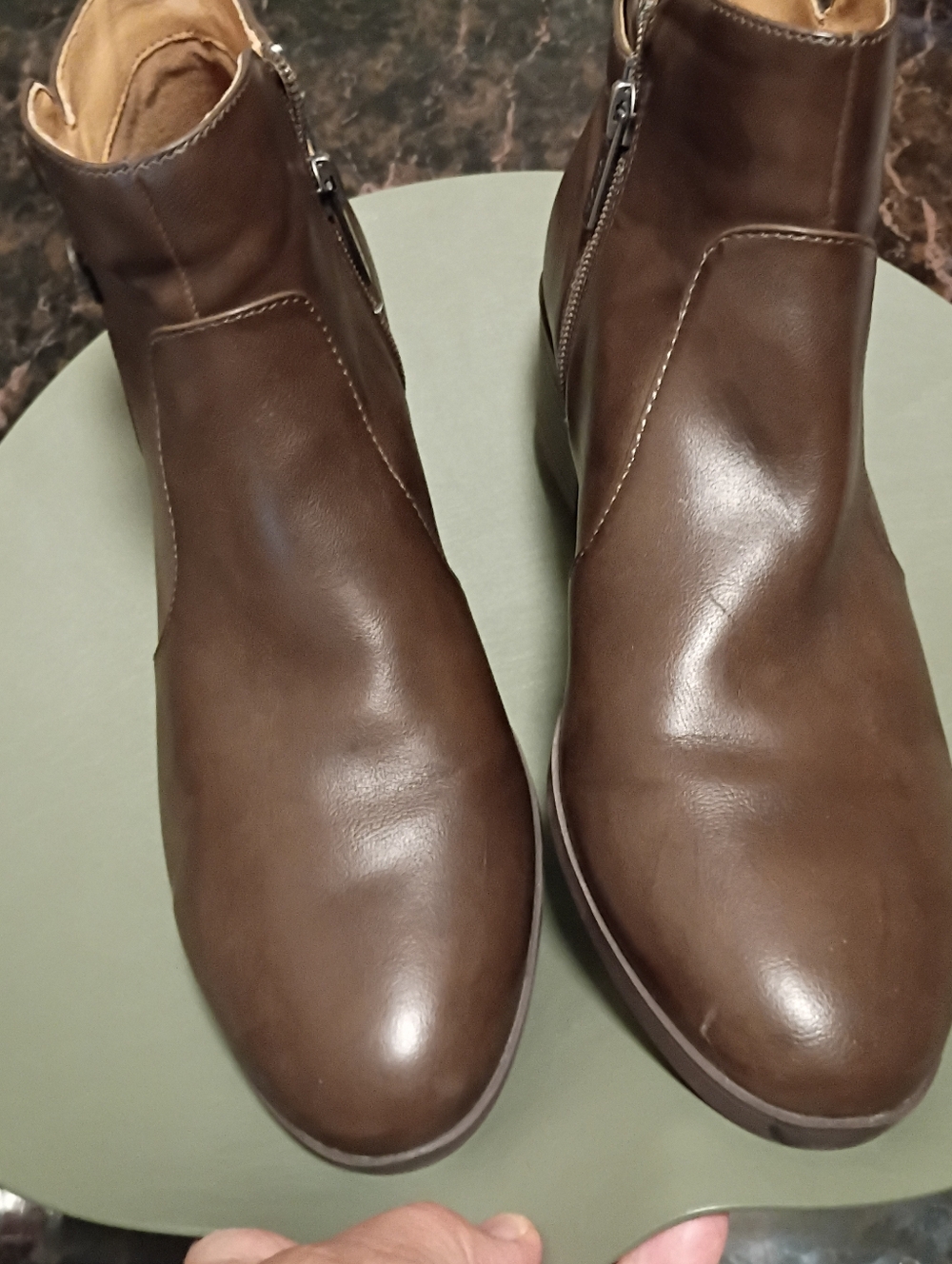 Unisa Olive-Taupe Leather Side-Buckle Ankle Boot Size 9 M - Picture 5 of 11